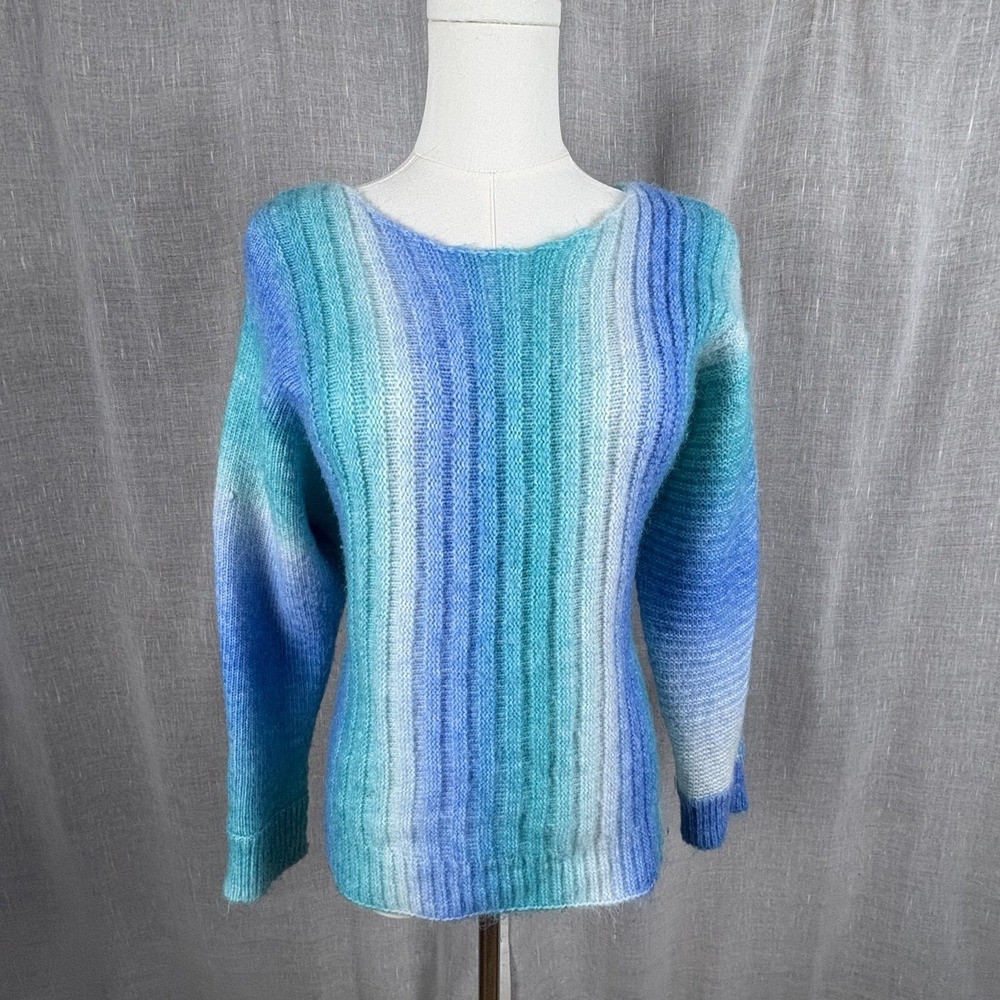 Summer Sweater Beachy Blue Striped Coastal Cozy Coconut Girl Surf Crush Small S